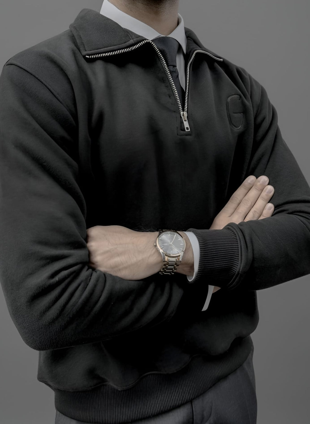 Signature Zipper Sweatshirt | Beige