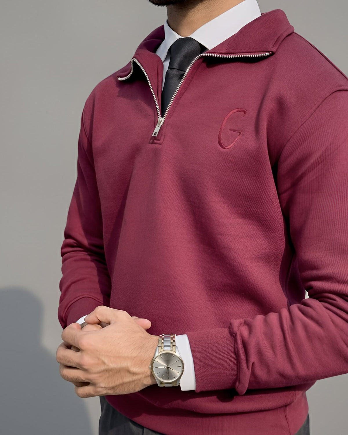 Signature Zipper Sweatshirt | Navy Blue