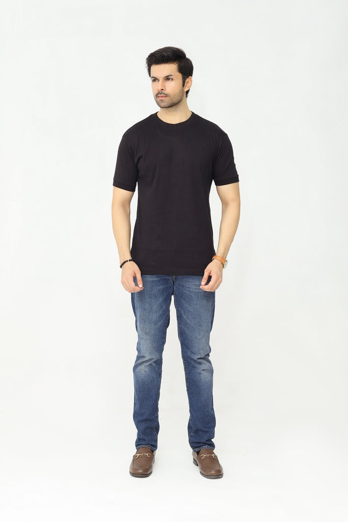 Drop Needle Knitted Tee | Earth Brown