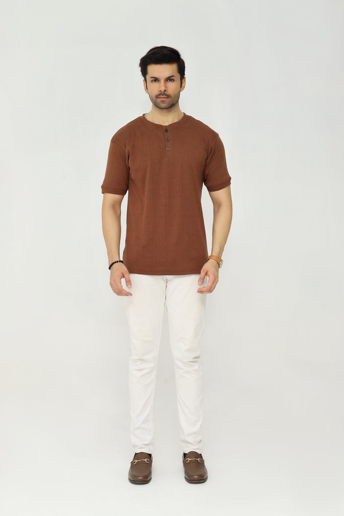 Knitted Henley Shirt | Deep Charcoal