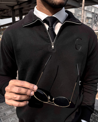 Signature Zipper Sweatshirt | Black
